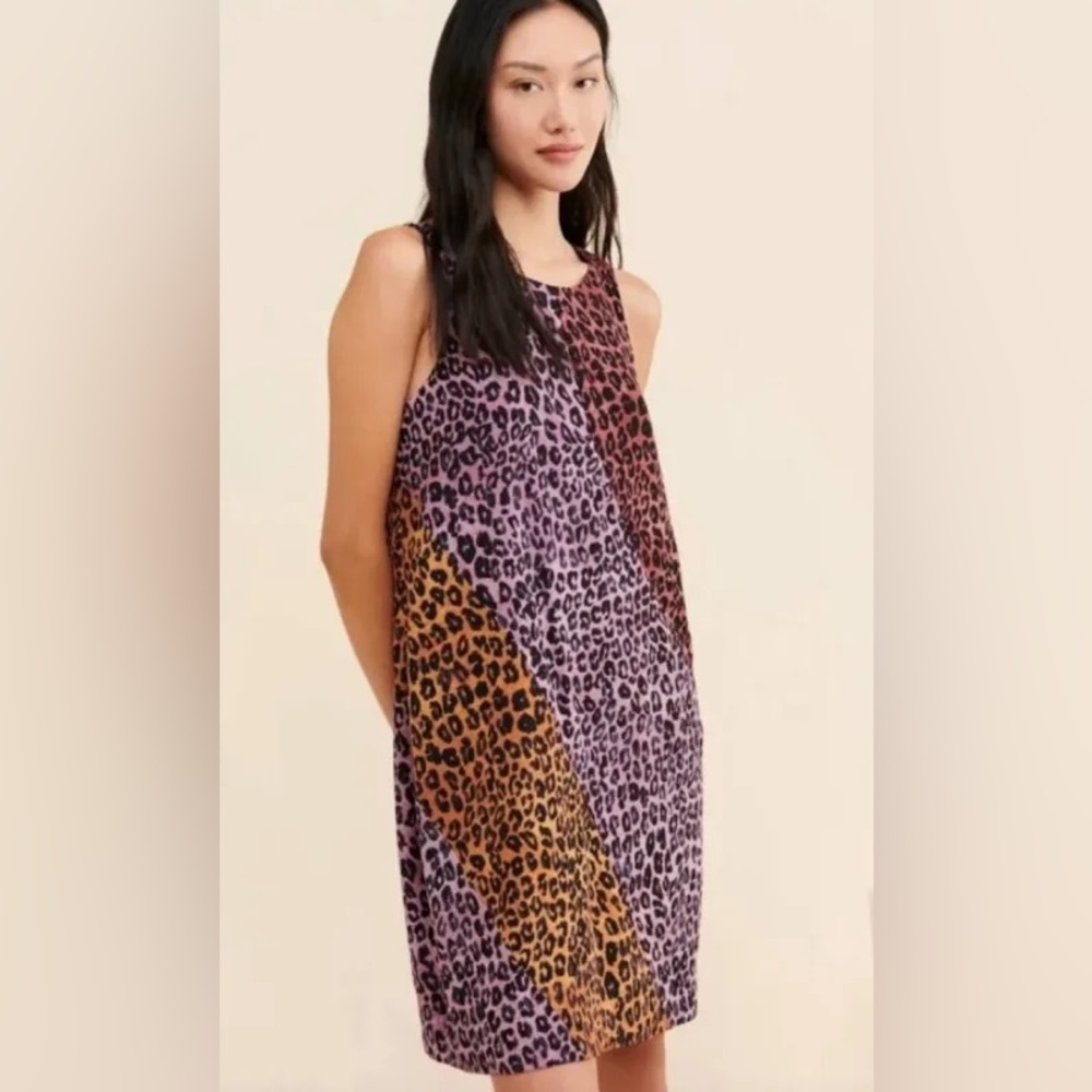 Maeve by Anthropologie Wynn Tunic Shift Leopard Print Dress Size XXS